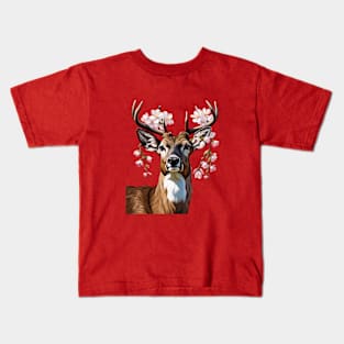 Cute Arkansas Deer With Apple Blossom Kids T-Shirt